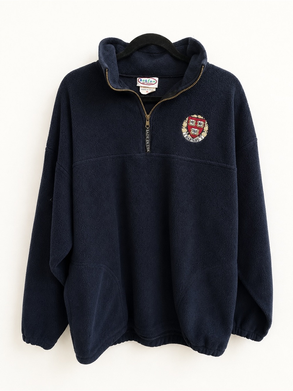 vintage Harvard University embroidered quarter zip fleece sweatshirt sz XL